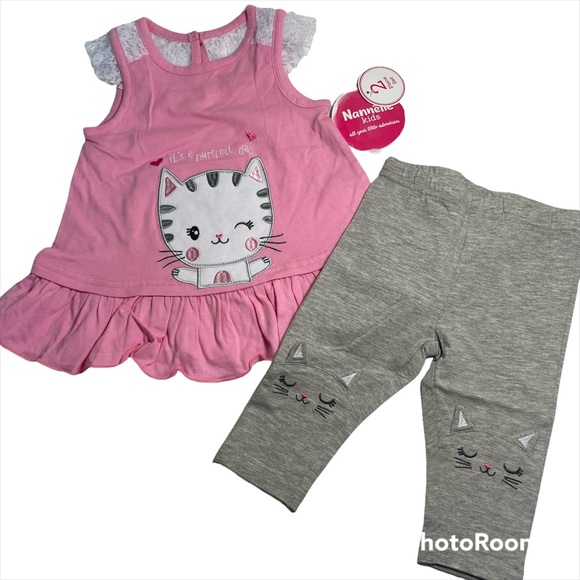 NWT super cute!!! Nannette kitty 2pc set Size 18M